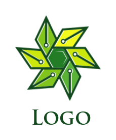 make an IT logo icon flower petals of pen nibs