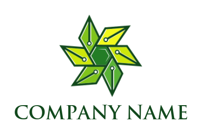 make an IT logo icon flower petals of pen nibs