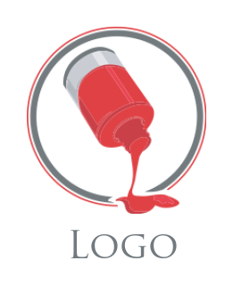 beauty logo icon pouring nail paint in circle