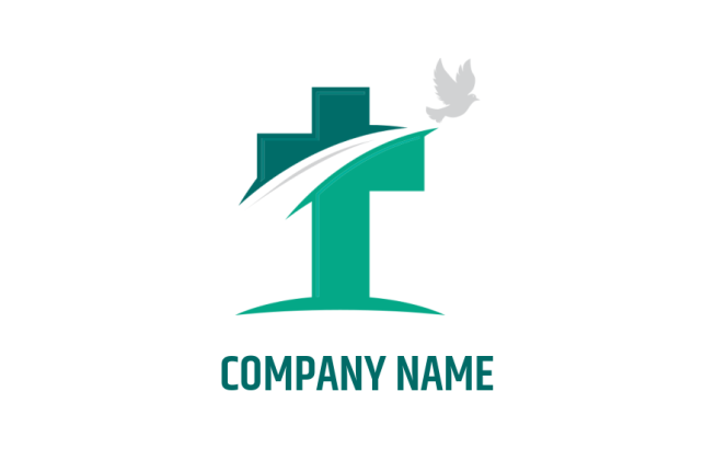 design a religious logo flying dove and cross