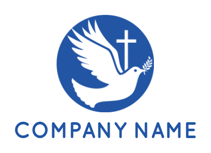 Flying dove with christian cross logo template