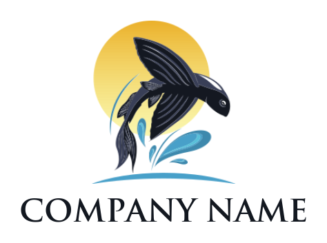 create an animal logo flying fish with sun