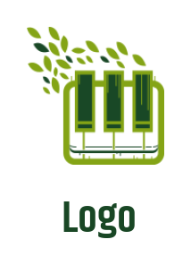 entertainment logo flying leaves on piano keys