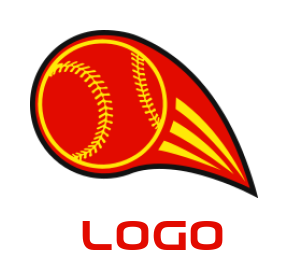 sports logo flying baseball with tail