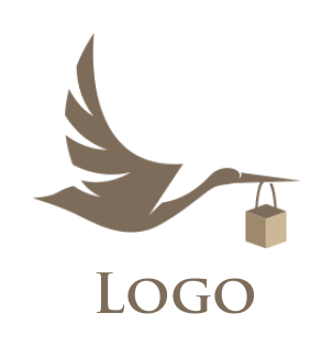create a logistics logo flying stork carrying parcel