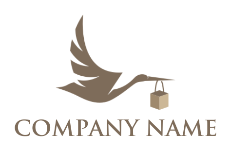 create a logistics logo flying stork carrying parcel