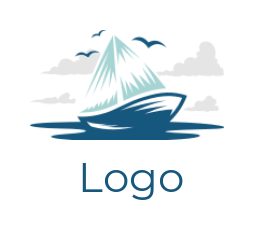 make a travel logo boat with birds and clouds - logodesign.net