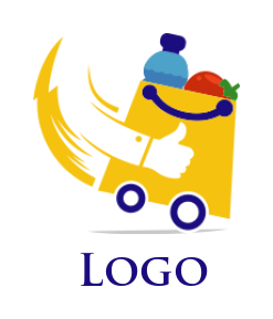 food logo icon grocery in shopping cart