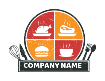 restaurant logo online foods inside circle with kitchen utensils