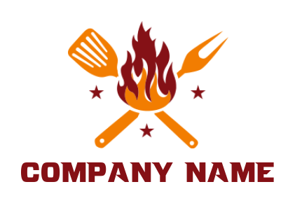 logo idea for fork & spoon with flame 