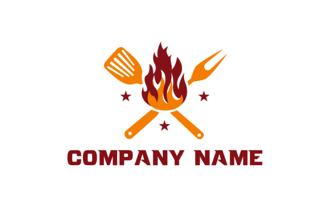 logo idea for fork & spoon with flame 