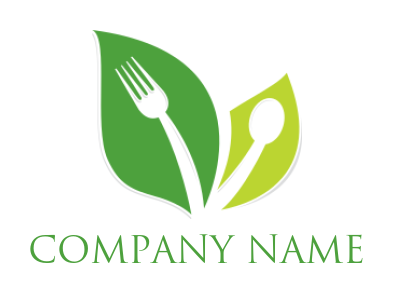 design a restaurant logo fork & spoon in leaves