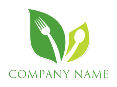 design a restaurant logo fork and spoon inside leaves - logodesign.net