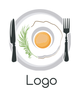 food logo online fork knife and egg in plate