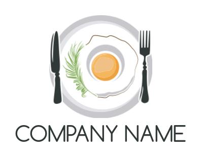food logo online fork knife and egg in plate