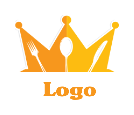 restaurant logo fork with spoon & knife in crown