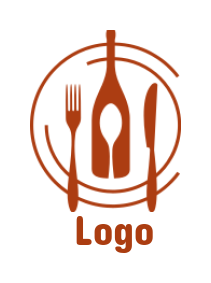design a restaurant logo fork spoon knife & wine bottle 