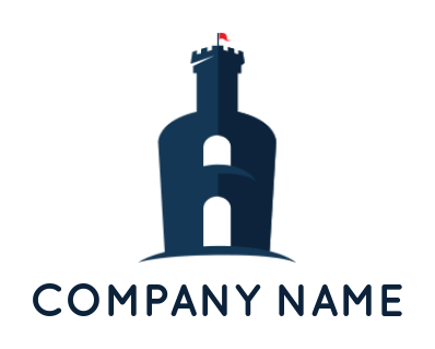 Liquor store logo fort forming wine bottle