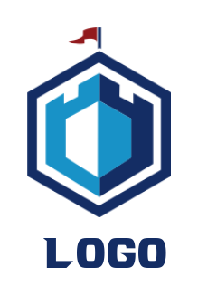 insurance logo of a fortress in hexagon shape
