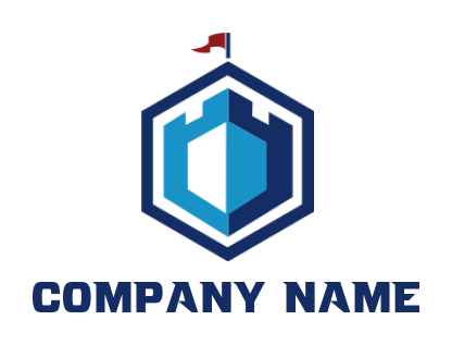 insurance logo icon fortress in hexagon shape - logodesign.net