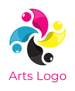 printing logo four colorful 3D abstract people