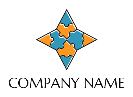 create a consulting logo four pointed star made of puzzle pieces - logodesign.net