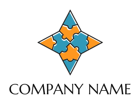 create a consulting logo four pointed star made of puzzle pieces - logodesign.net