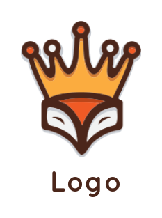 create a pet logo maker fox merged with crown