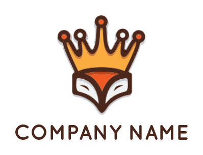 create a pet logo maker fox merged with crown