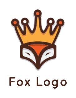 create a pet logo maker fox merged with crown