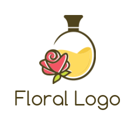beauty logo symbol perfume bottle with rose
