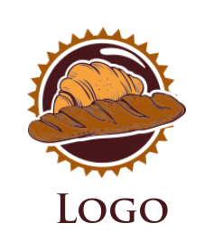 restaurant logo image french bread and croissant in badge