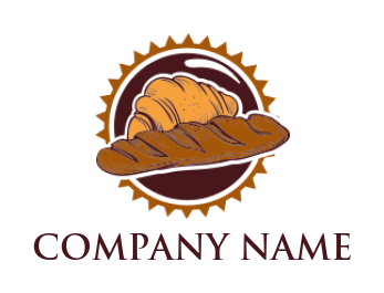 restaurant logo image french bread and croissant in badge