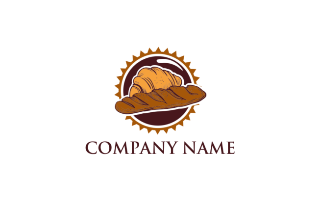 restaurant logo image french bread and croissant in badge