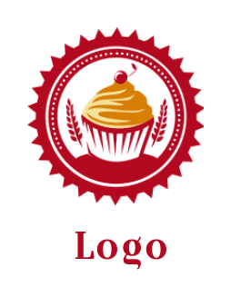 Bakery logo cupcake with wheat straws emblem