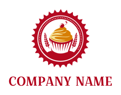 Bakery logo cupcake with wheat straws emblem