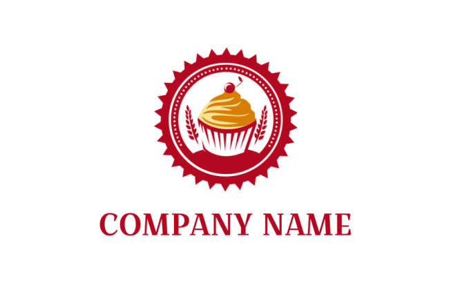 bakery logo maker fresh cupcake with wheat straws inside emblem 