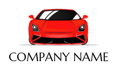 autoshop logo icon front view of red sports car - logodesign.net