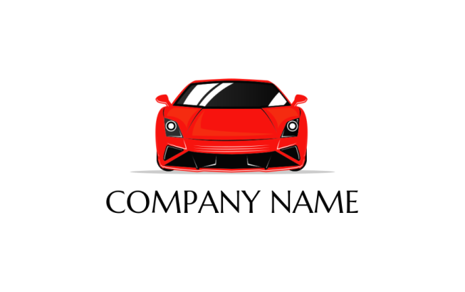 autoshop logo icon front view of red sports car - logodesign.net