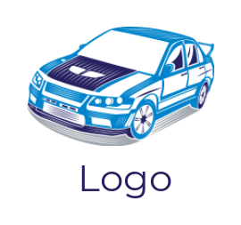 auto mechanic logo front view of sports car