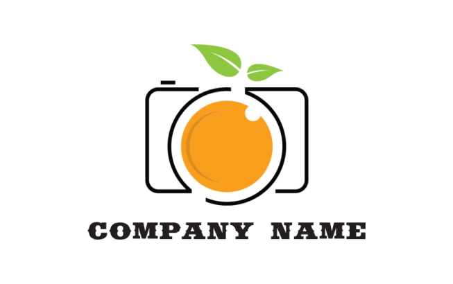 design a photography logo fruit lens inside the camera with leaves - logodesign.net