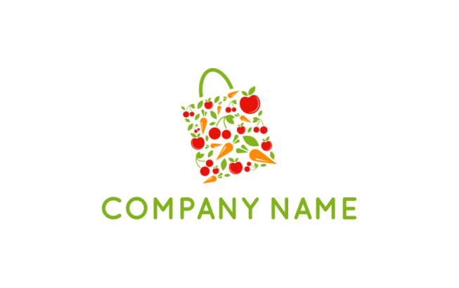 make a food logo fruits and vegetable shopping bag