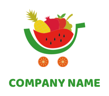 food logo icon fruits forming shopping cart - logodesign.net