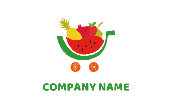 food logo icon fruits forming shopping cart - logodesign.net