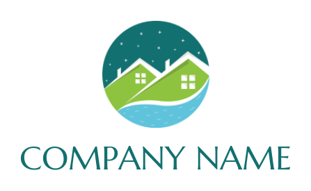 real estate logo gable roof houses in circle 