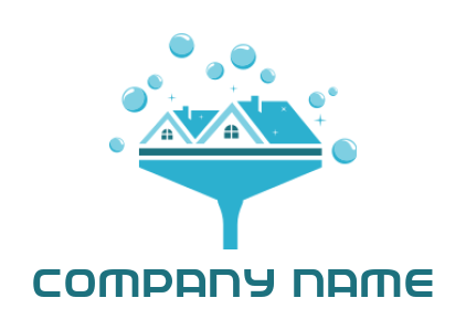 generate a cleaning logo gable roof houses on wiper with bubbles