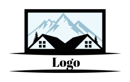 real estate logo gable roofs against mountai