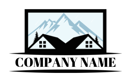 real estate logo gable roofs against mountai