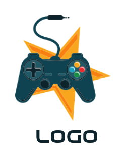 game controller with cord and star background