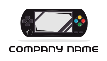 games logo of gamepad with screen and buttons 